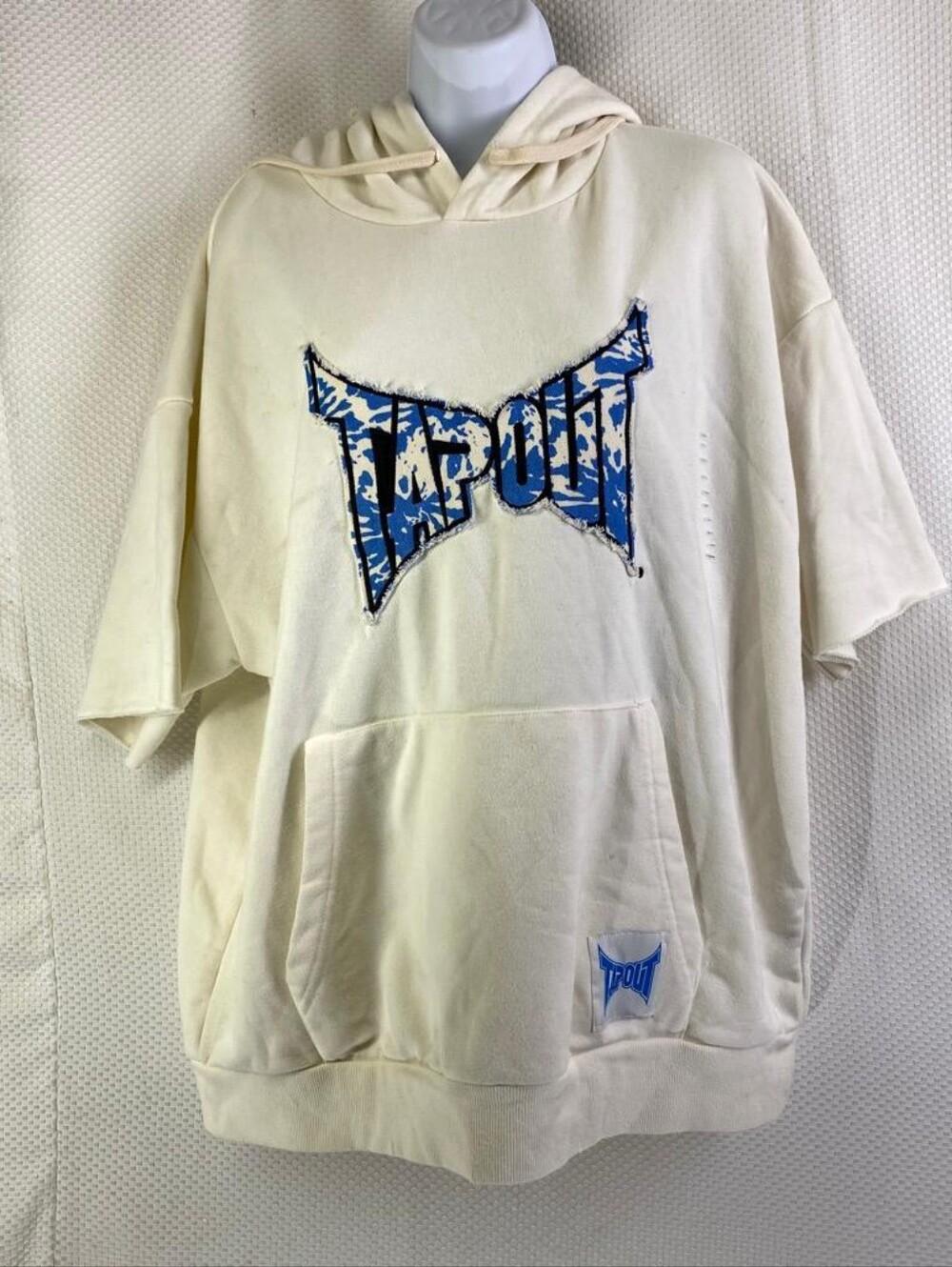Forever 21 Cream Hoodie Sweater with Blue Graphic